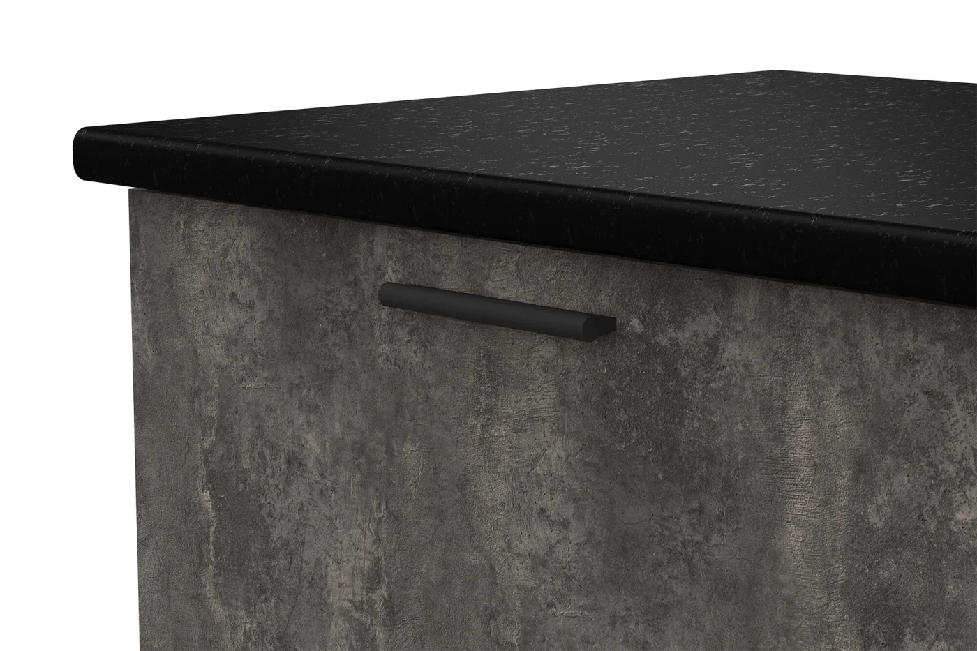 Кухонный гарнитур прямой Нонтон Ноктис, 200 см, Белый / Цемент светлый / Цемент темный / Столешница черная